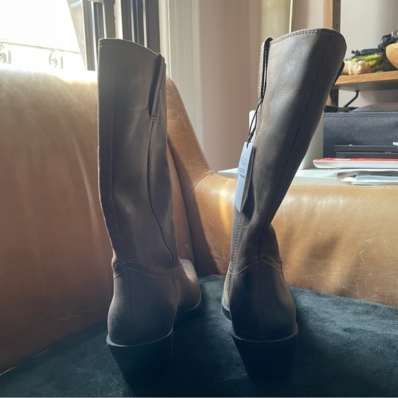 NWT Zara Leather biker boots distressed brown boho western grunge festival oiled - Picture 11 of 16